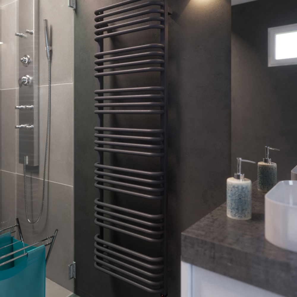 Terma Alex One 2728BTU Modern Grey Electric Towel Rail 1580 x 500mm Image 4