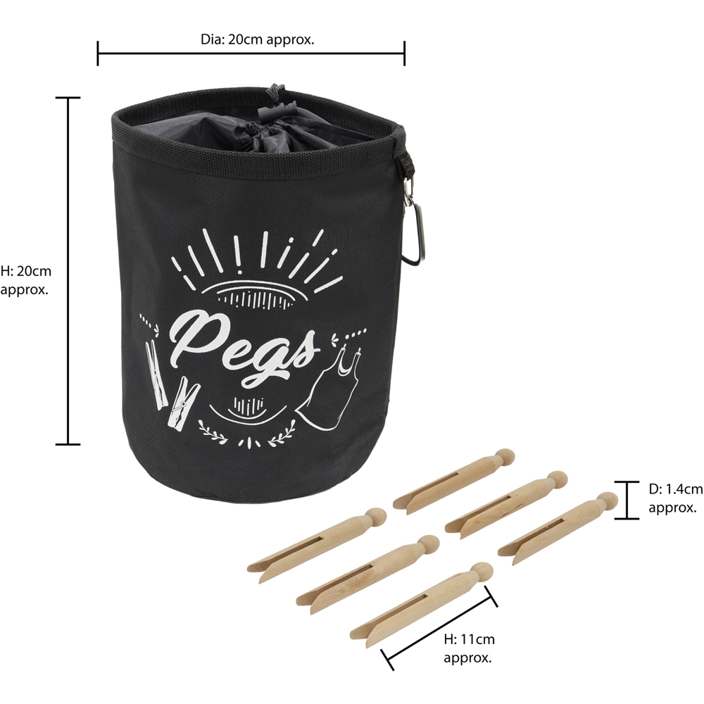 JVL Brown Large Peg Bag with 216 Wooden Dolly Pegs Image 8