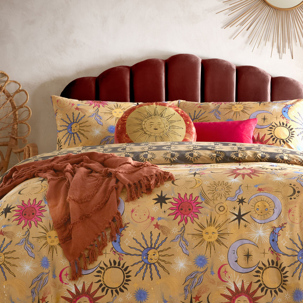 Furn Ethereal Sun Gold Dust and Rust Velvet Round Cushion Image 6