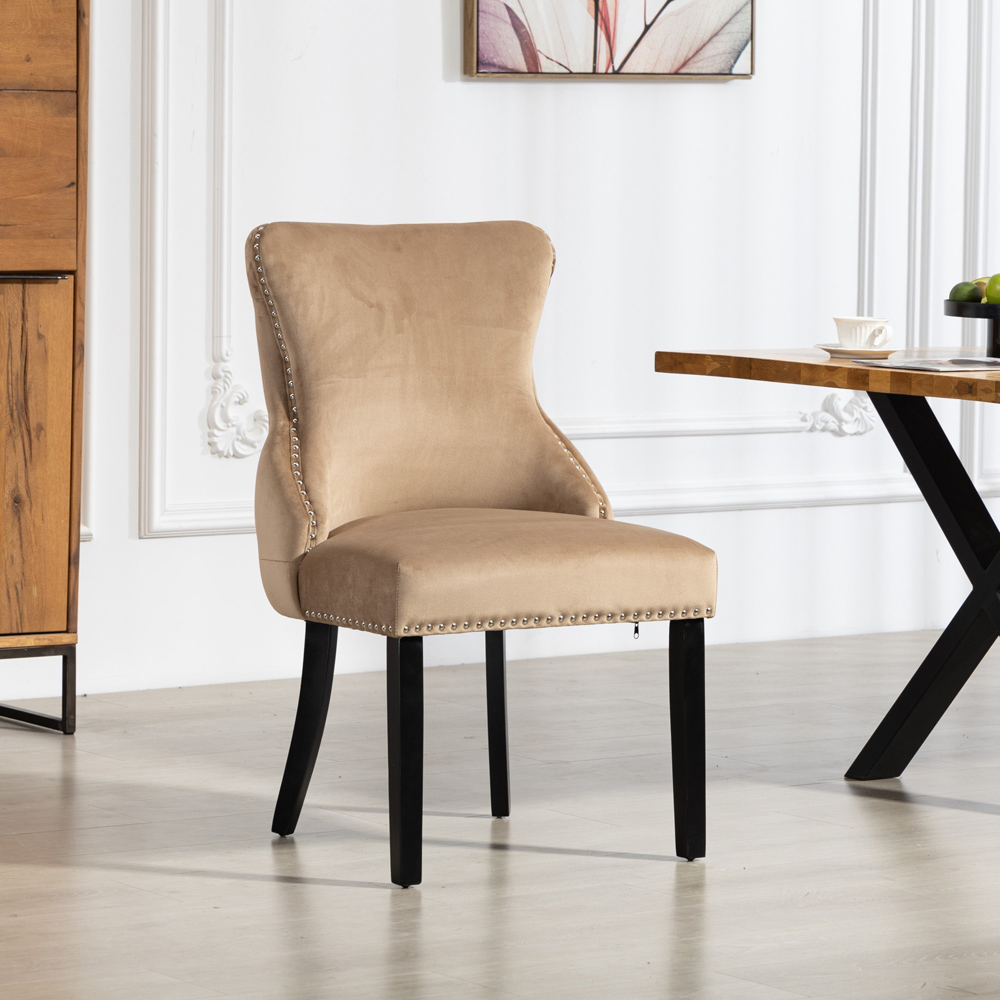 Artemis Home Palata Set of 2 Brown Velvet Fabric Dining Chair Image 6