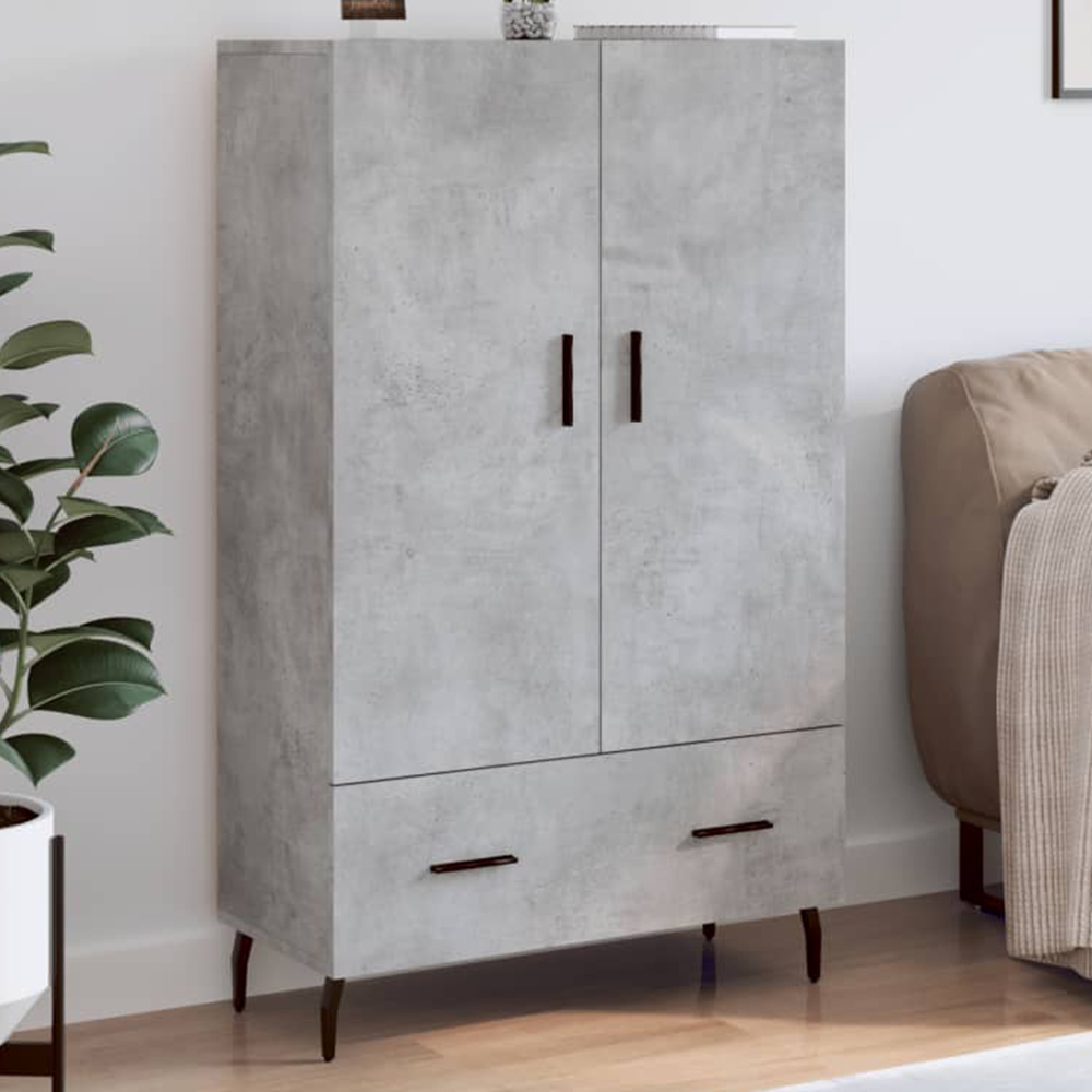 vidaXL 2 Door Single Drawer Concrete Grey Highboard Image 1