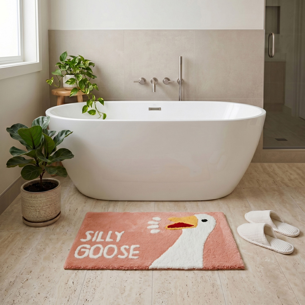 Allure Bath Fashions Blush Silly Goose Slogan Non-Slip Bath Mat 50 x 80cm Image 6