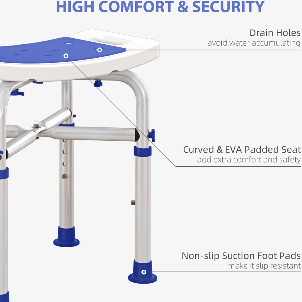 HOMCOM Purple Aluminium Height Adjustable Shower Stool Image 4