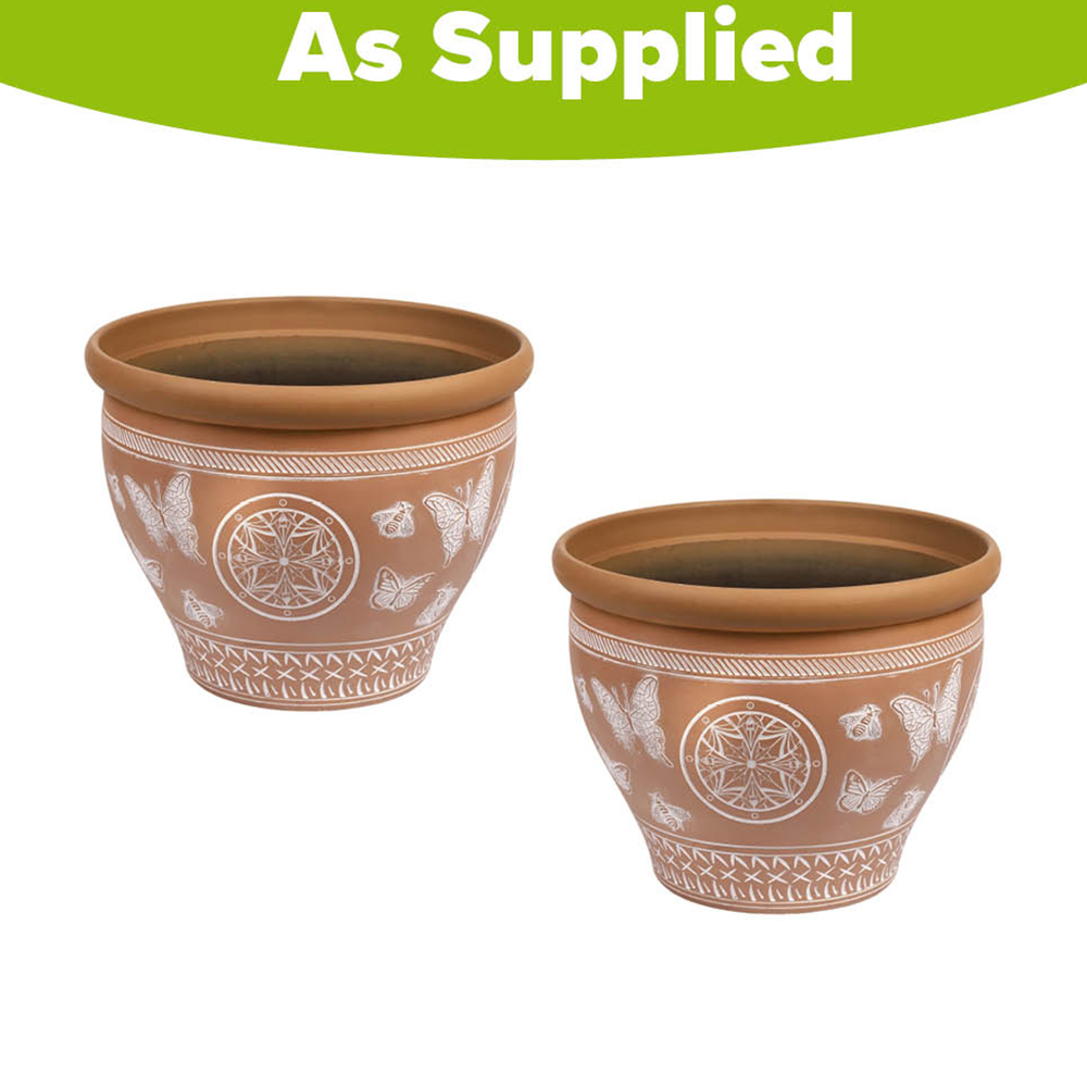 YouGarden Papilio Terracotta Planter 38cm 2 Pack Image 3