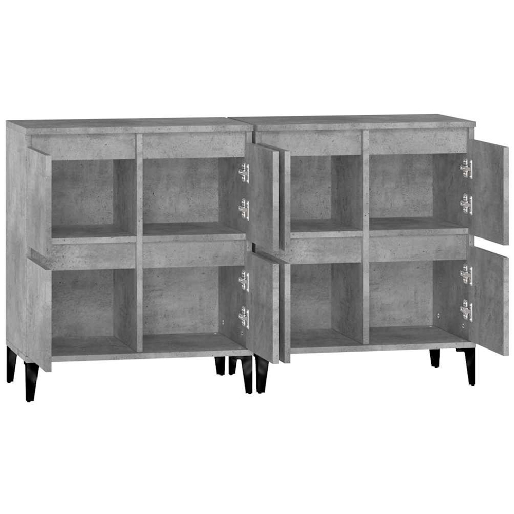vidaXL 4 Door Concrete Grey Wooden Sideboard Set of 2 Image 4