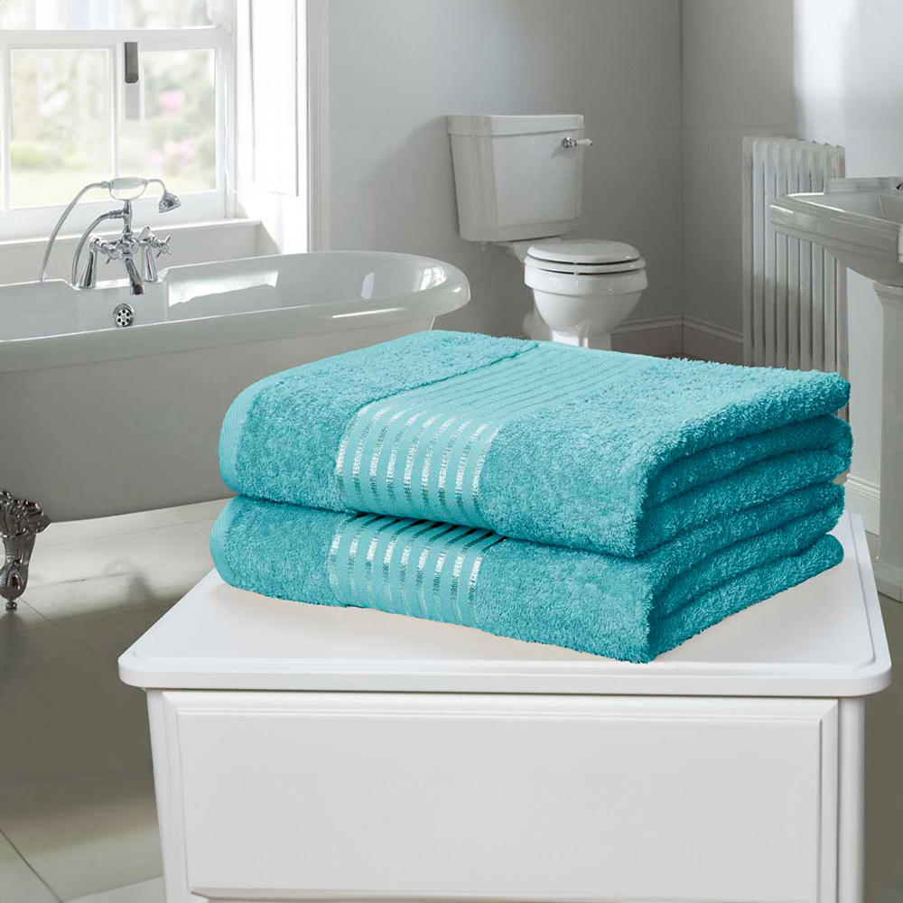 Rapport Home Windsor Pure Cotton Turquoise Bath Sheet Set of 2 Image 2