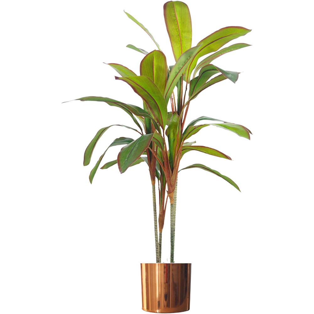 Leaf Realistic Dracaena Tropical Artificial Plant with Copper Metal Plater 100cm Image 1