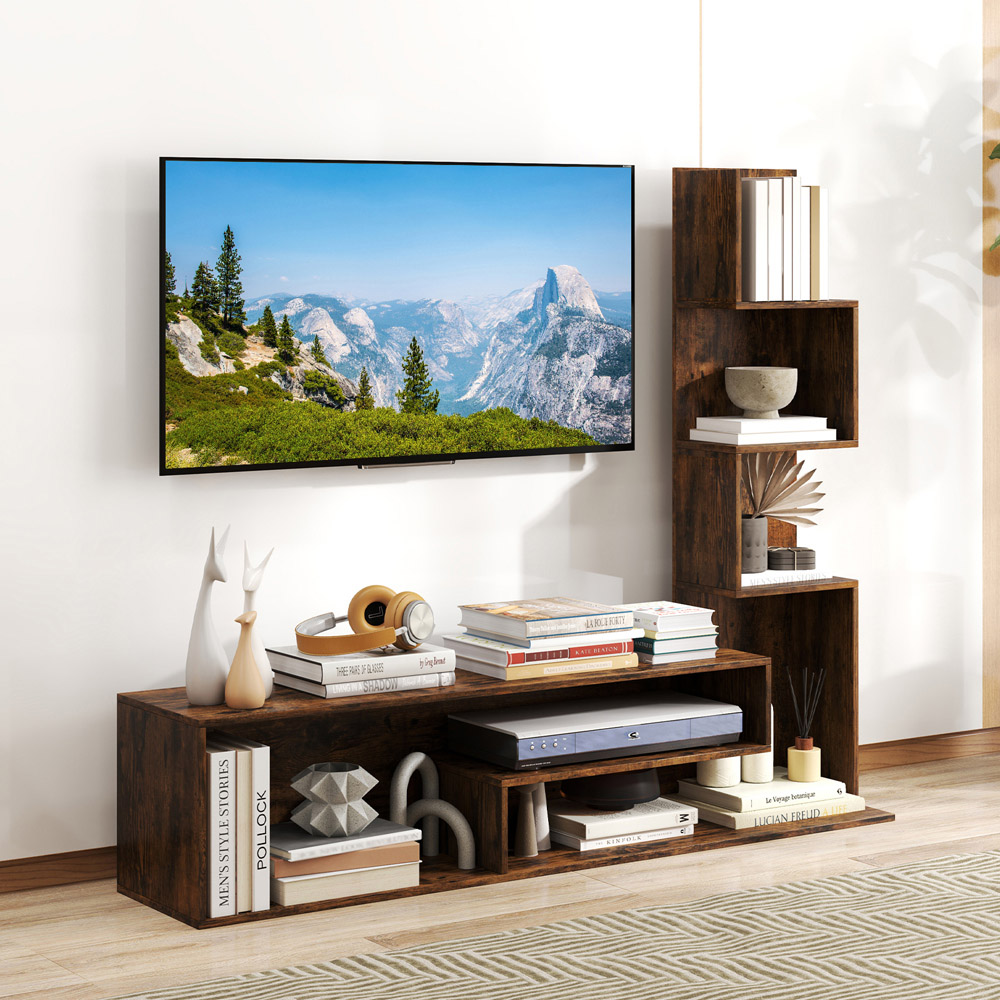 Costway Rustic Brown Media Console Table Image 3