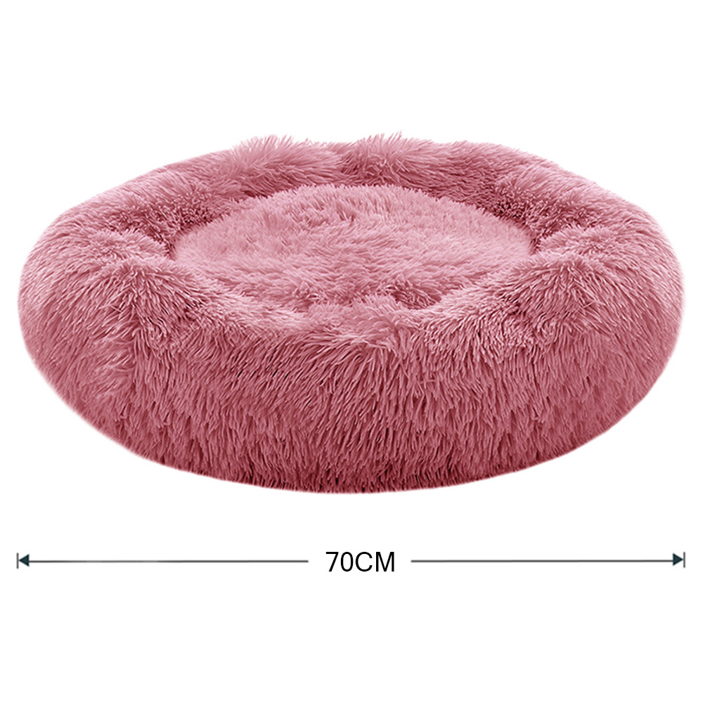 H&O Direct Pink Plush Donut Shaped Pet Bed Image 4