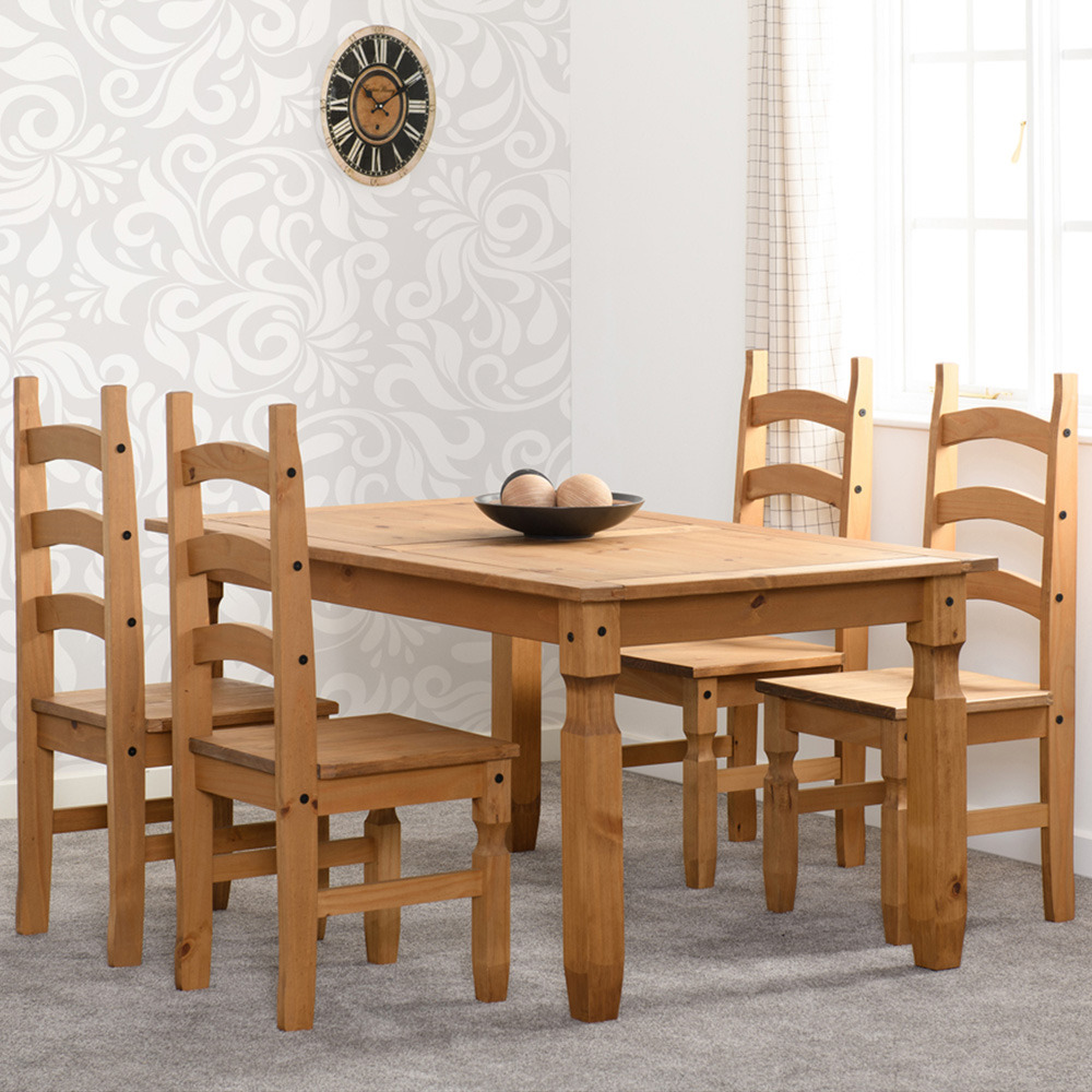 Seconique Corona 4 Seater Dining Set Distressed Waxed Pine Image 1