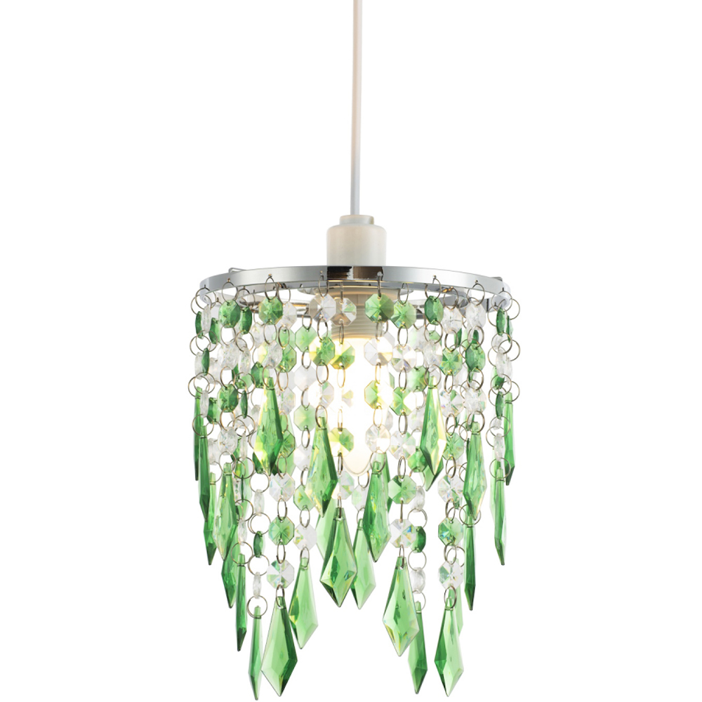 Happy Homewares Waterfall Design Clear and Emerald Acrylic Drops and Beads Pendant Shade Image 3