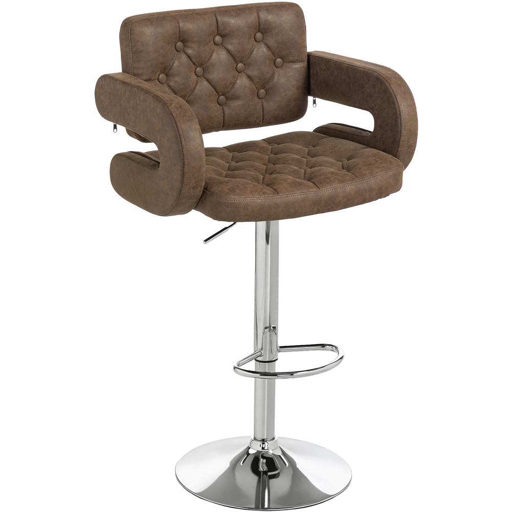 Portland Coffee PU Leather Height Adjustable Swivel Bar Stool Image 2