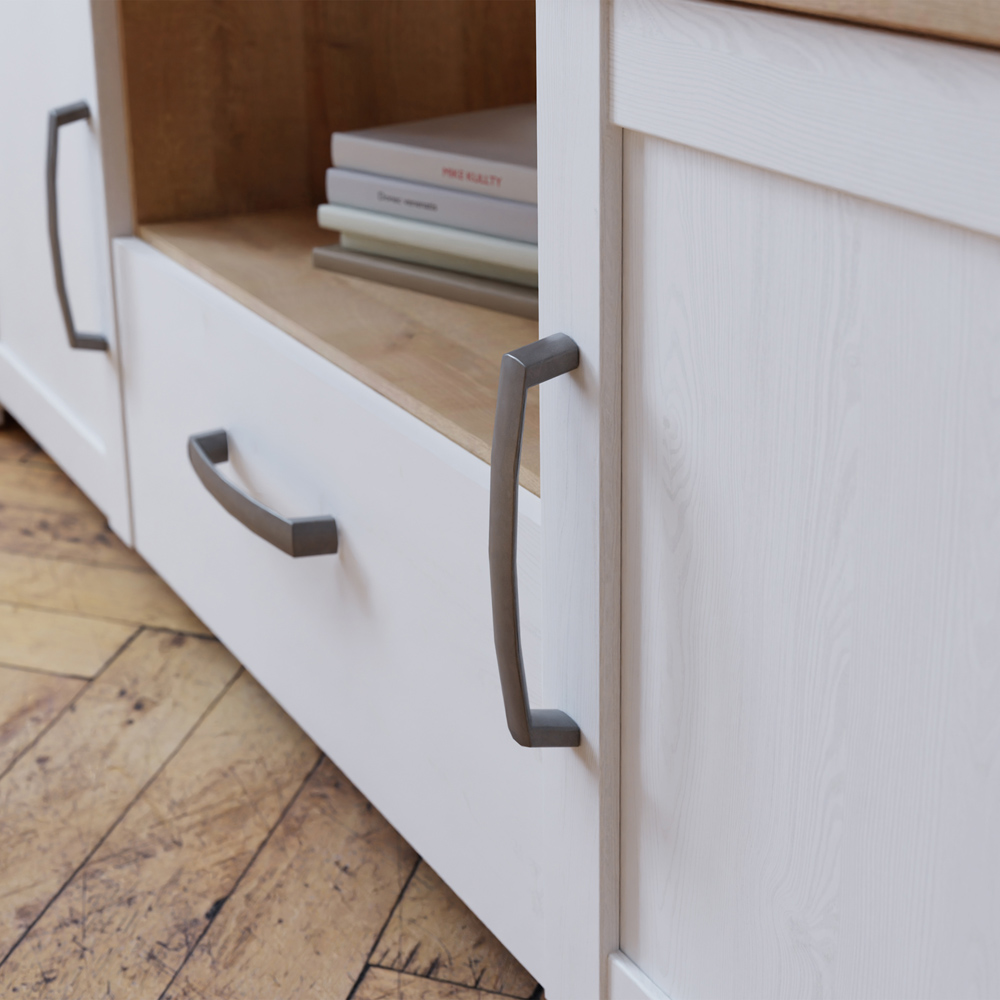 Florence Bohol 2 Door Single Drawer White Riviera Oak TV Unit Image 5