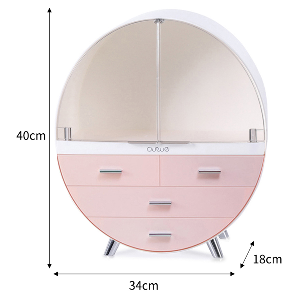 Living and Home 4 Drawer High Round Makeup Storage Organiser with Transparent Door Image 8