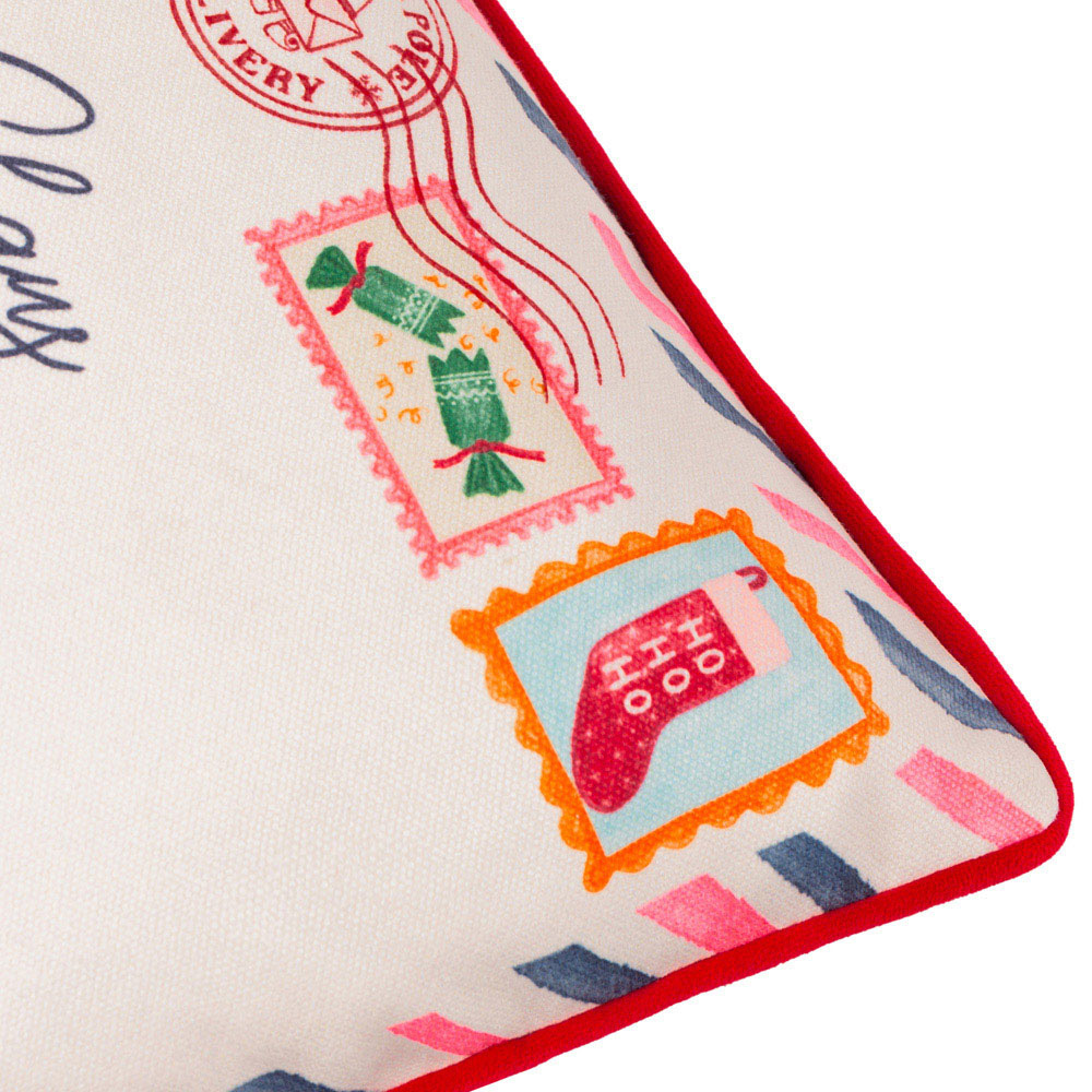 Furn Dear Santa Printed Red and White Velvet Reversible Cushion 30 x 50cm Image 5