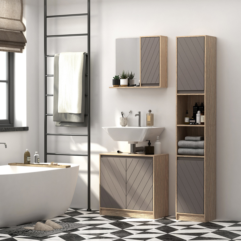 HOMCOM 2 Door S Shelf Bathroom Floor Cabinet Image 4