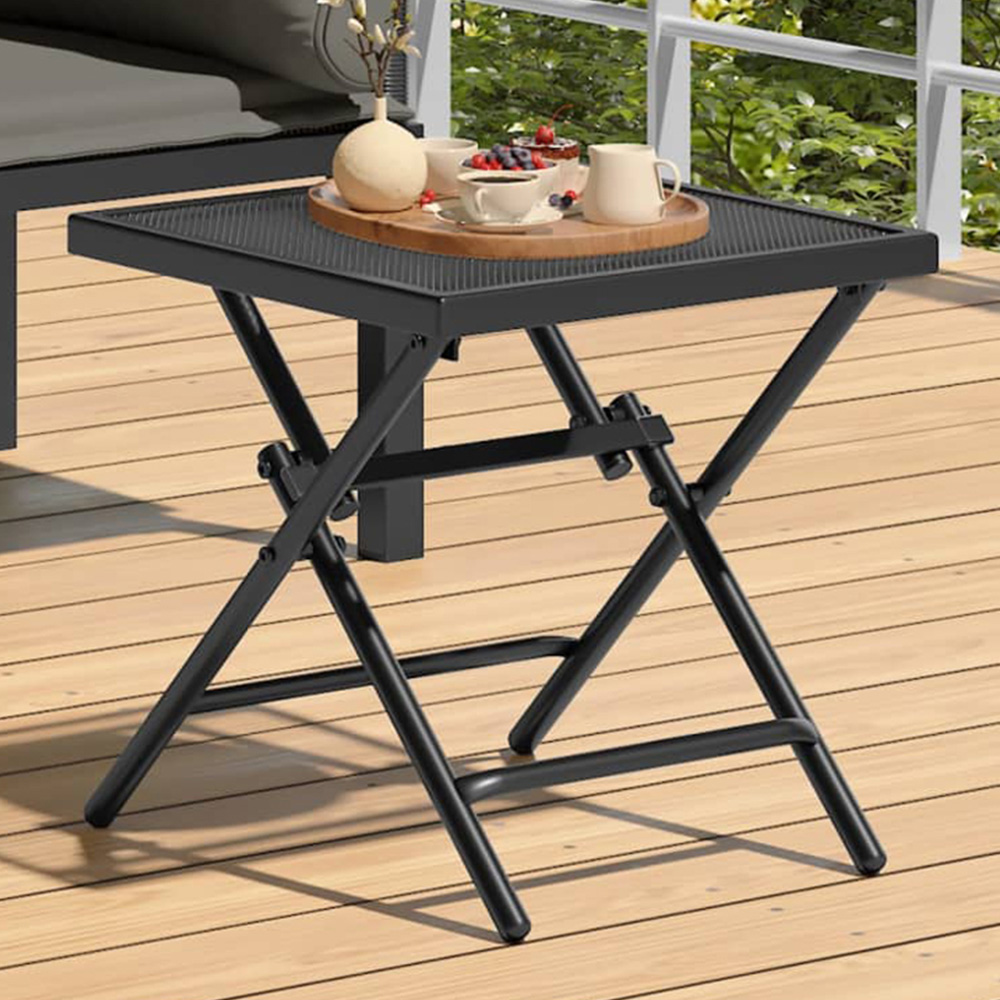 vidaXL Anthracite Steel Mesh Foldable Garden Table 38 x 38 x 38cm Image 1