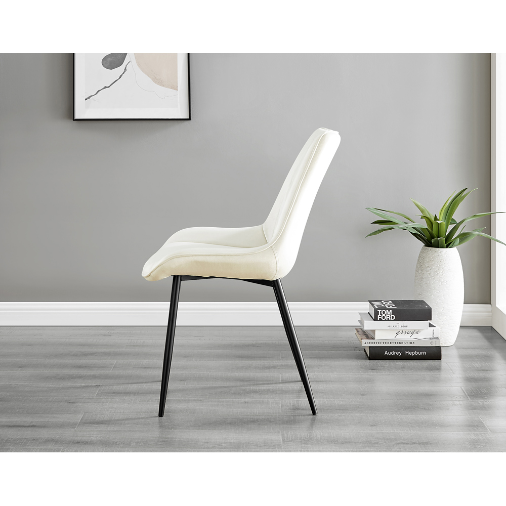 Furniturebox Cesano Set of 2 Cream and Black Velvet Dining Chair Image 3