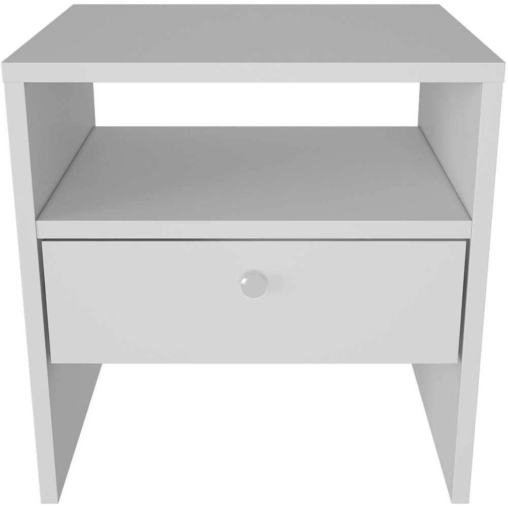 Decorotika Nova Single Drawer Single Shelf White Bedside Table Image 3