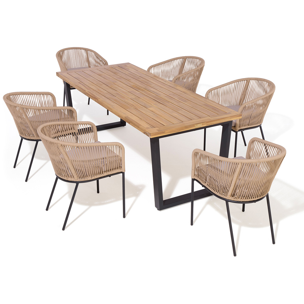 Rowlinson Oslo 6 Seater Natural Dining Table Set 210cm Image 2