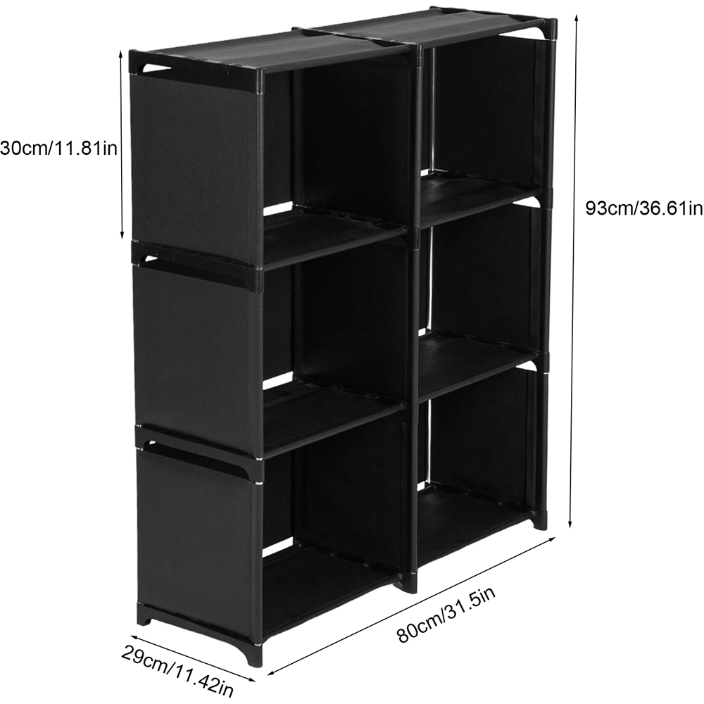 Living and Home 3-Tier Black Double Row Storage Shelf with Metal Frame Image 8