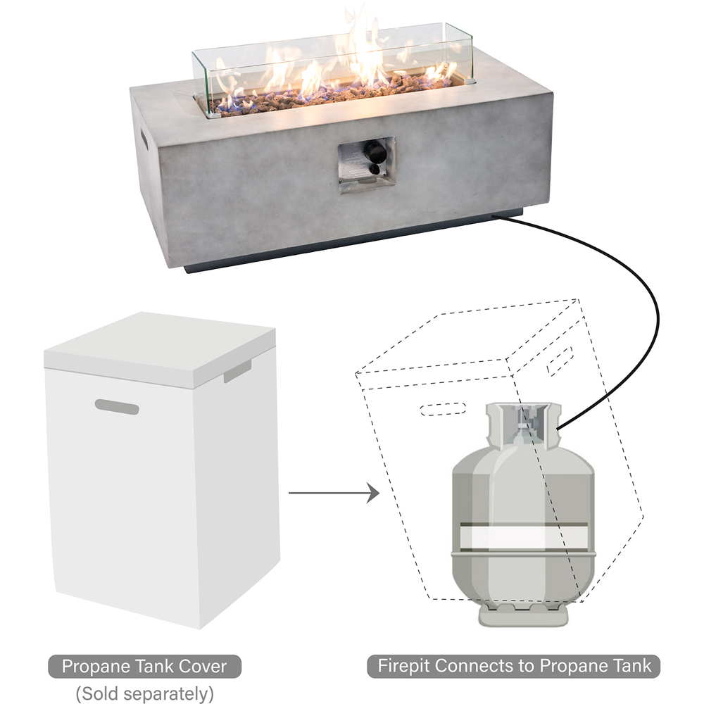 Teamson Home 50000BTU Light Concrete Rectangular Propane Gas Fire Pit Image 5