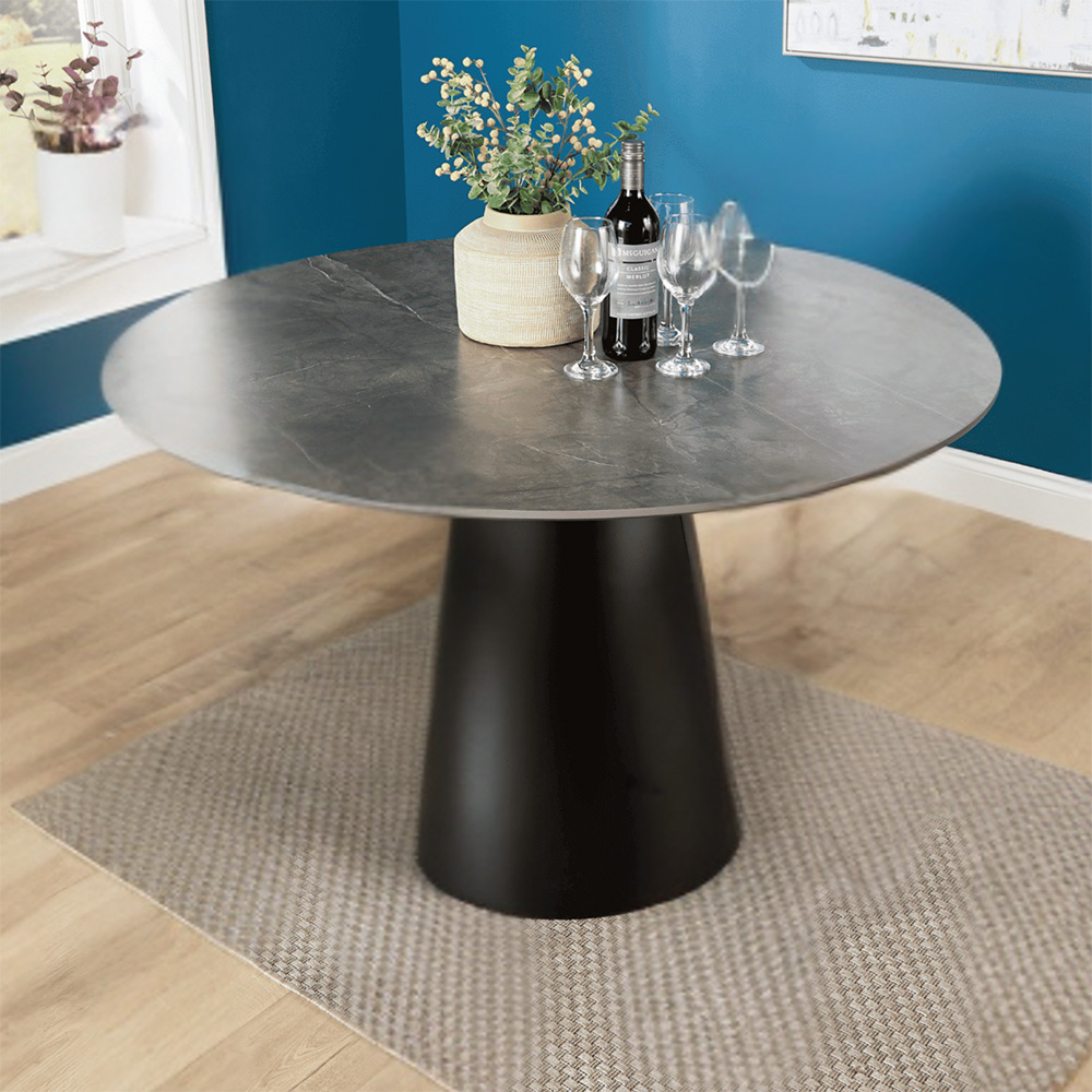 Home Source Grayson and Anastasia 4 Seater Black and Grey Round Dining Set Image 4
