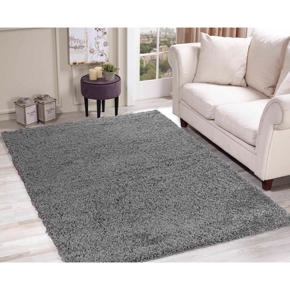 Desire Rugs Oxford Grey Plain Shaggy Rug 60 x 110cm Image 4