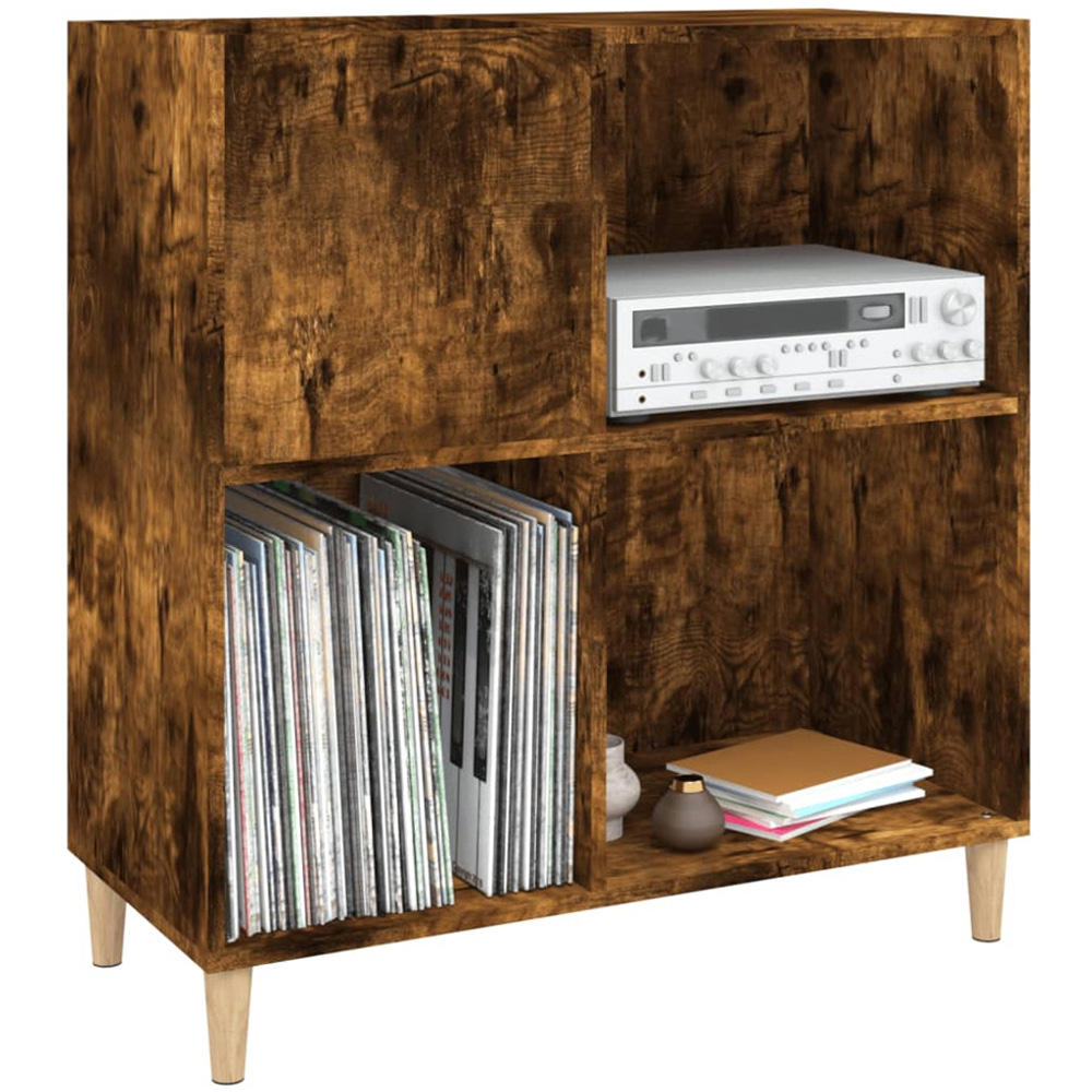 vidaXL 3 Shelf Smoked Oak Record Cabinet Image 4