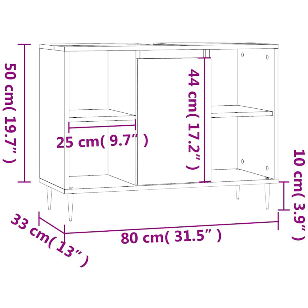 vidaXL Single Door White Wood Bathroom Cabinet Image 6