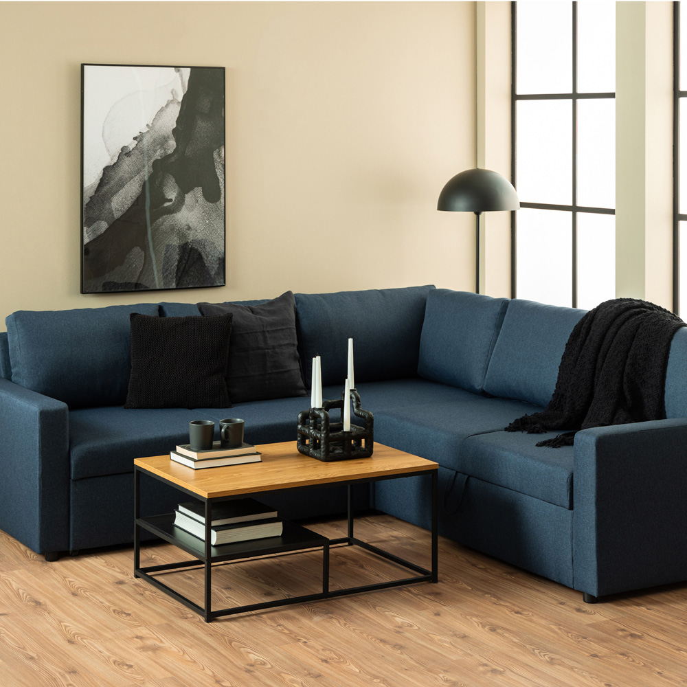 Florence Gila Single Shelf Oak and Black Coffee Table Image 9