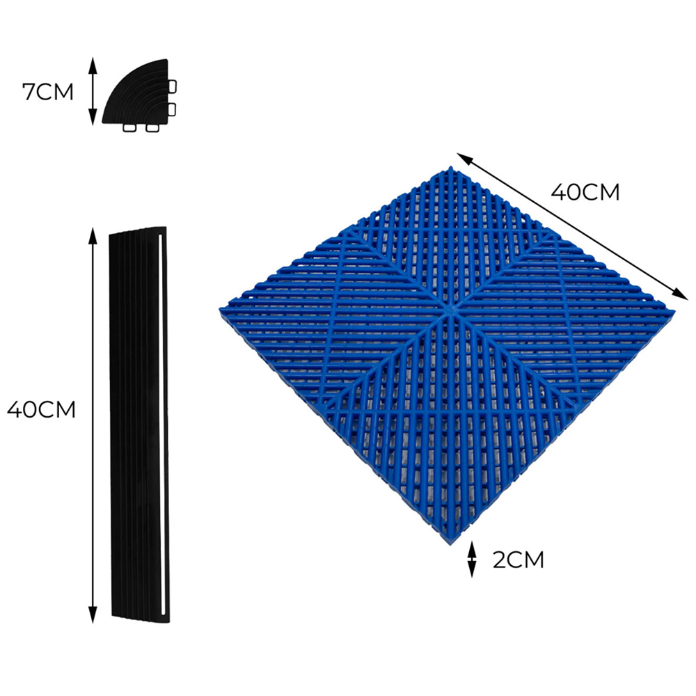 Monstershop 120 Blue Vented Garage Floor Tiles with Edges Image 5
