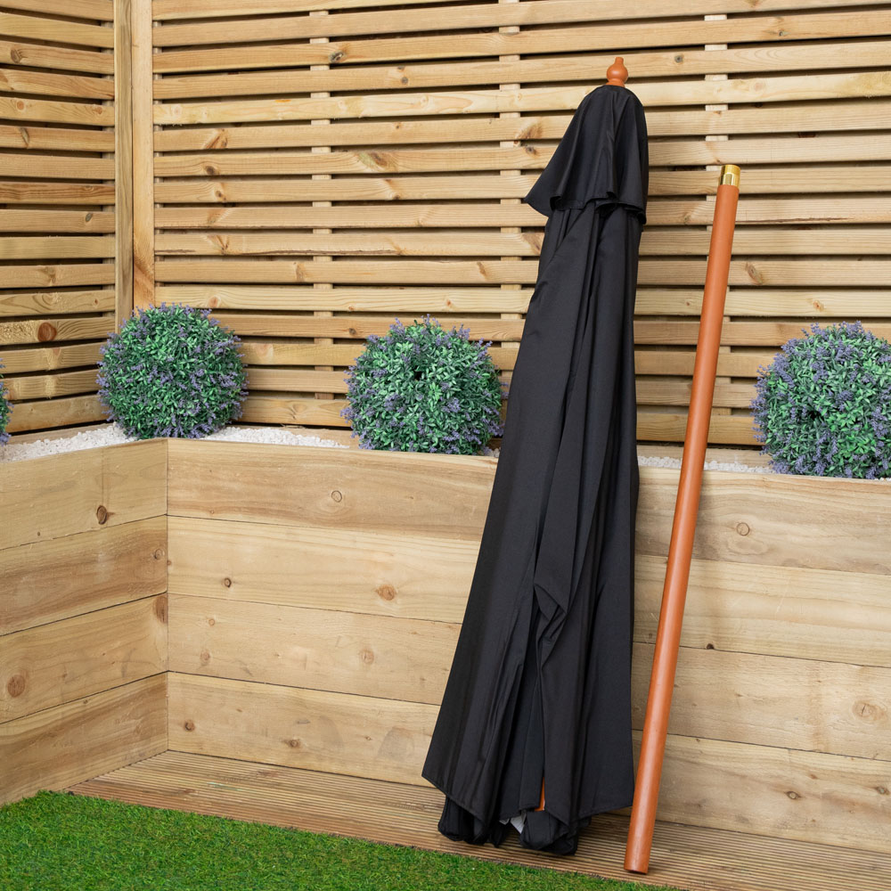 Samuel Alexander Black Wooden Garden Sun Shade Parasol with Carry Bag 2.7m Image 8