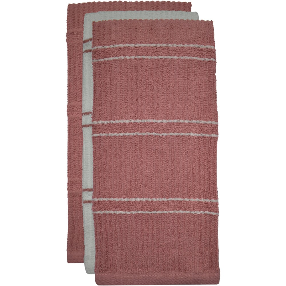Kitchen Trends Green Ripple Stripes Tea Towel 3 Pack Image 1