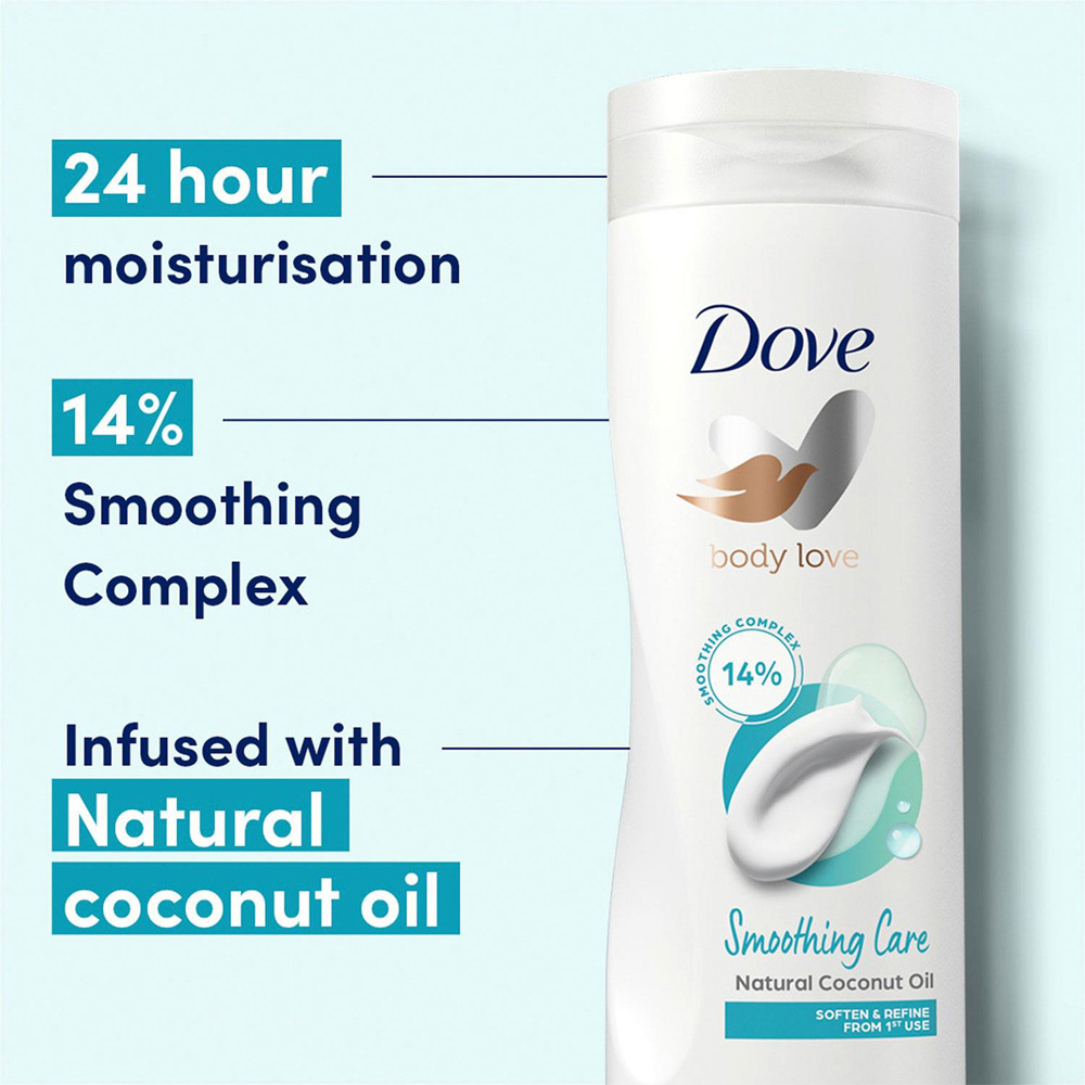 Dove Smoothing Care Natural Coconut Oil Body Lotion 400ml 6 Pack Image 9