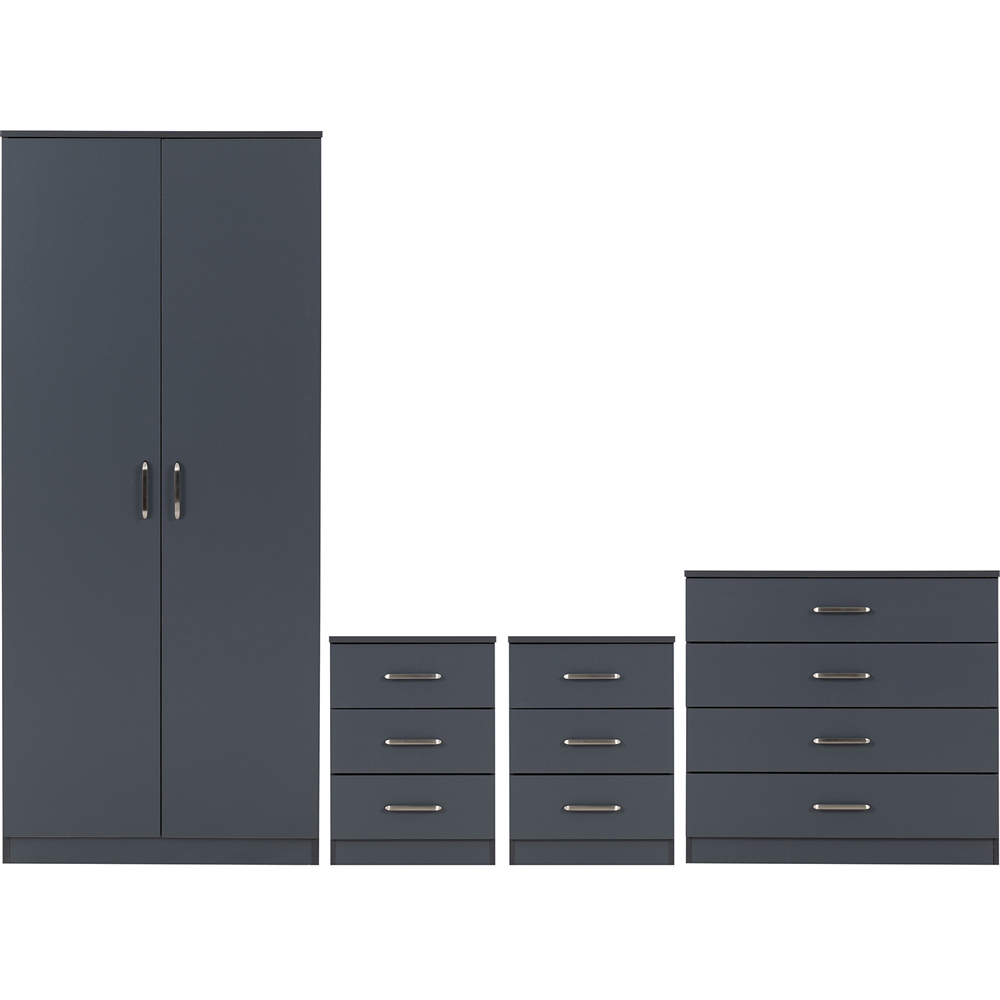 Seconique Dakota 2 Door Wardrobe Dark Grey Bedroom Furniture Set Image 2