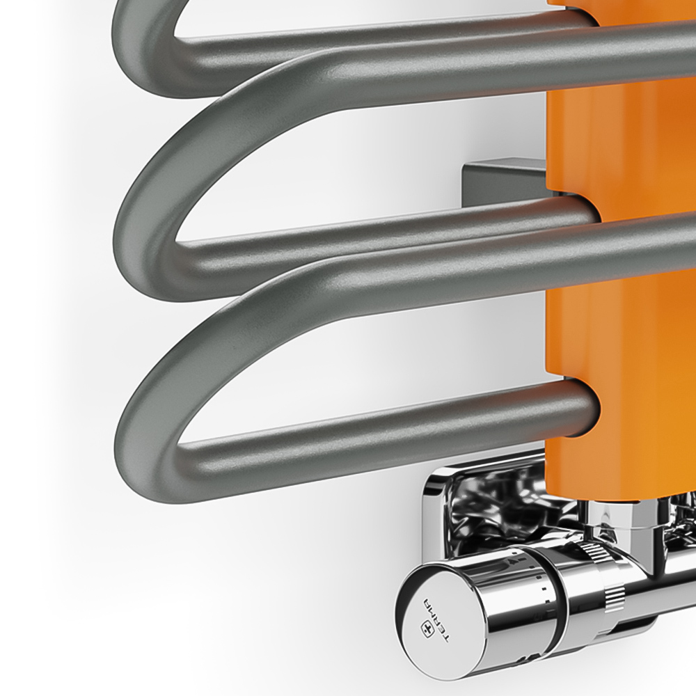 Terma Michelle 1245BTU Graphite and Orange Heated Towel Rail 780 x 400mm Image 3