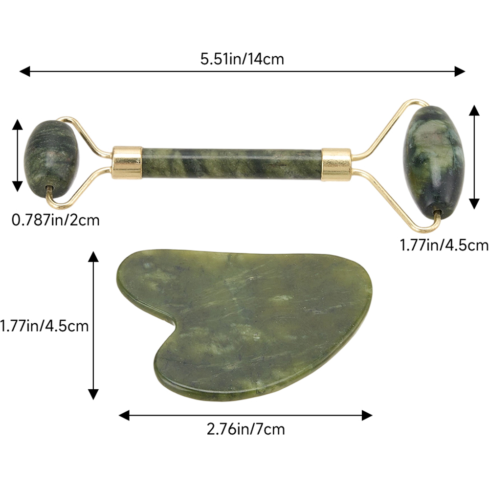 Living and Home Dark Green Facial Massage Gua Sha and Jade Roller Set Image 5