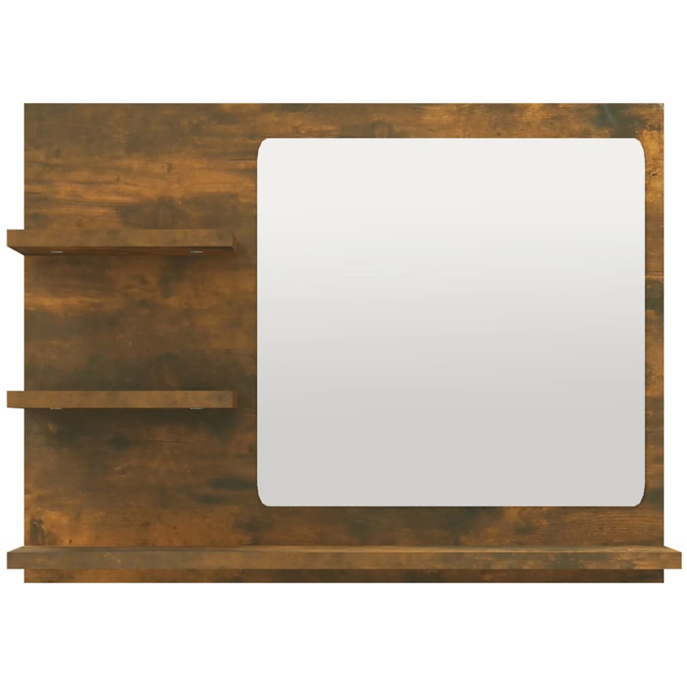 vidaXL 3 Shelf Smoked Oak Wall Mounted Bathroom Mirror Image 2