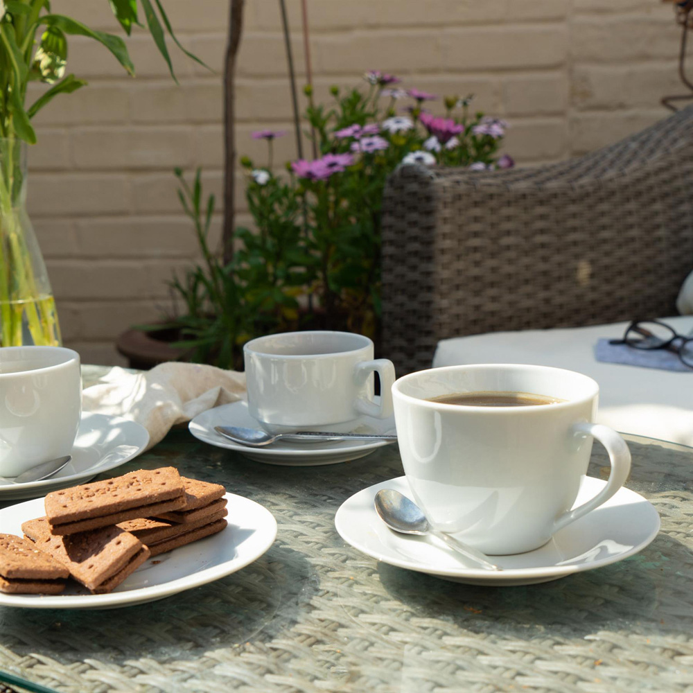 Argon Tableware 24 Piece Classic White Cappuccino Cup and Saucer Set 320ml Image 3