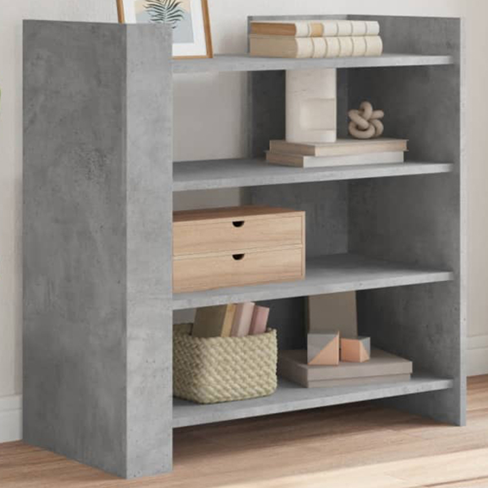 vidaXL 4 Shelf Concrete Grey Wooden Sideboard Image 1