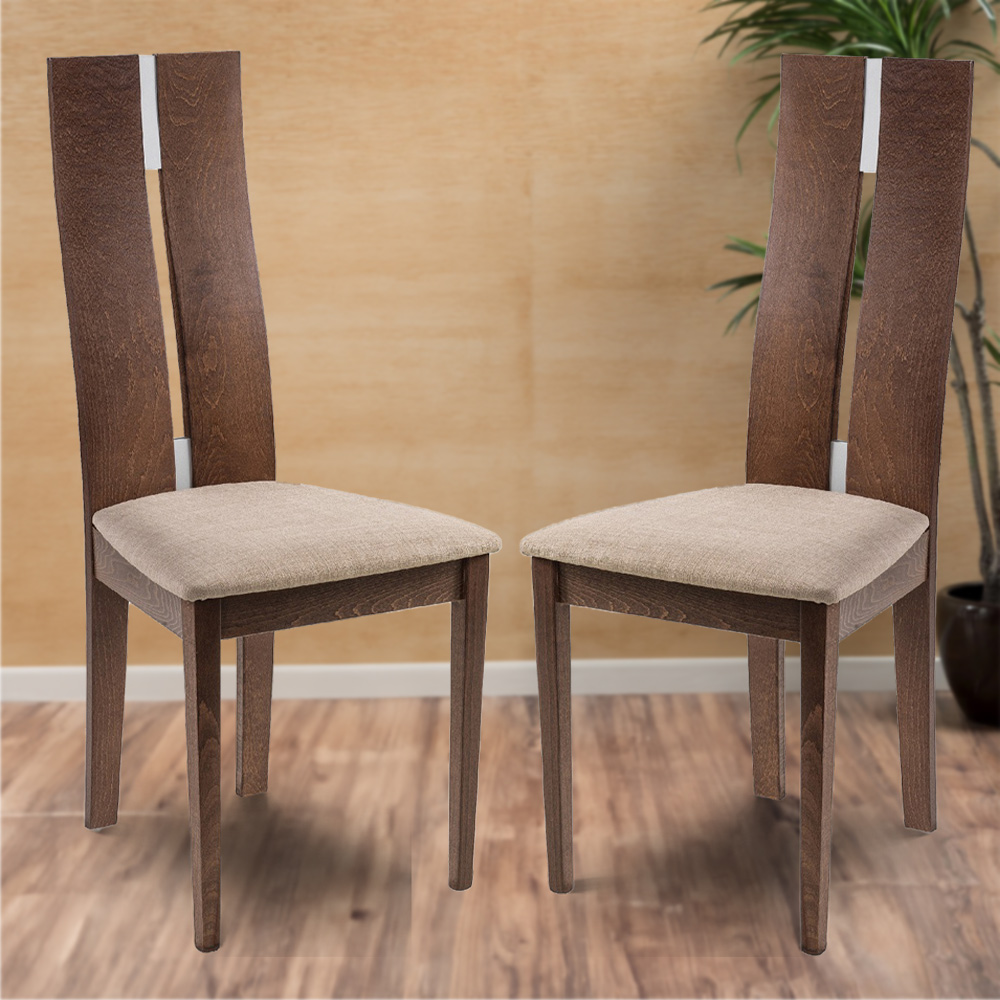 Julian Bowen Cayman Set of 2 Cream and Walnut Dining Chair Image 1