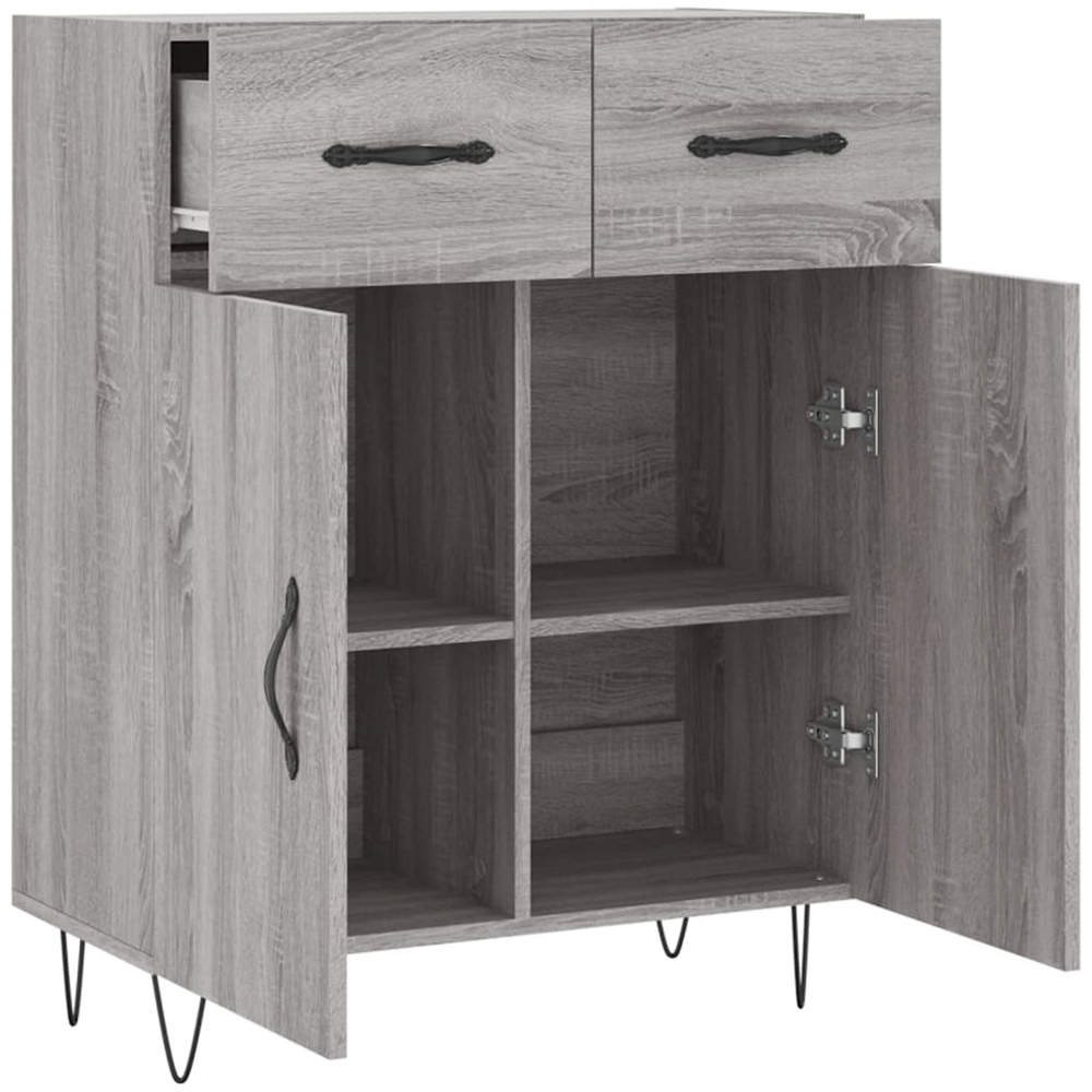 vidaXL 2 Door 2 Drawer Grey Sonoma Sideboard Image 5