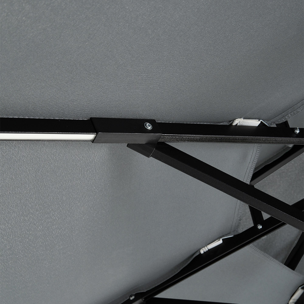 Living and Home Double Top Dark Grey Solar Light Cantilever Parasol with Wheeled Base 3m Image 6