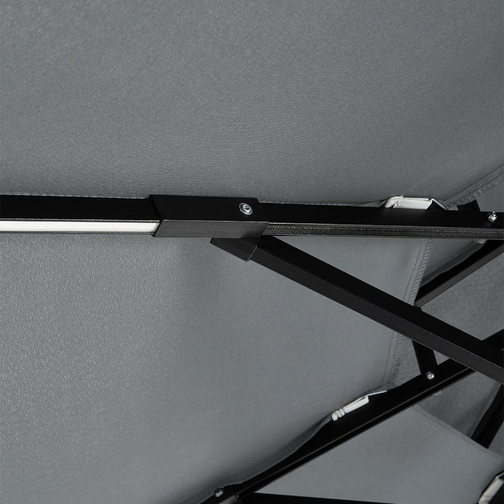 Living and Home Dark Grey 2 Tier Solar Light Cantilever Parasol 3m Image 4