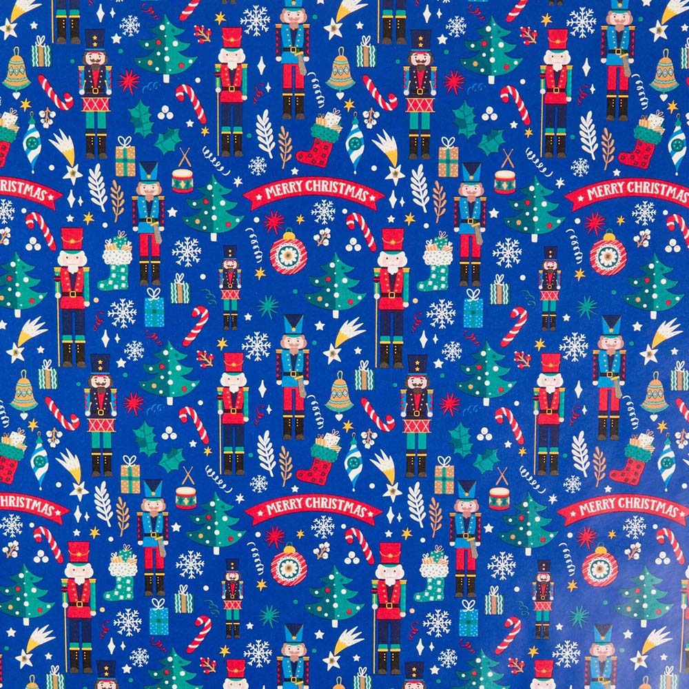 Nutcracker Gift Wrap 4m - Blue Image 2