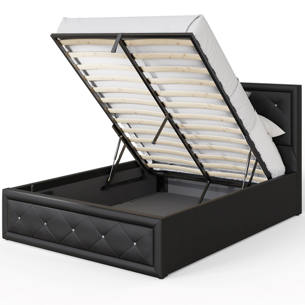 GFW Hollywood Double Black Gas End Lift Ottoman Bed with Buttoned Headboard Image 5