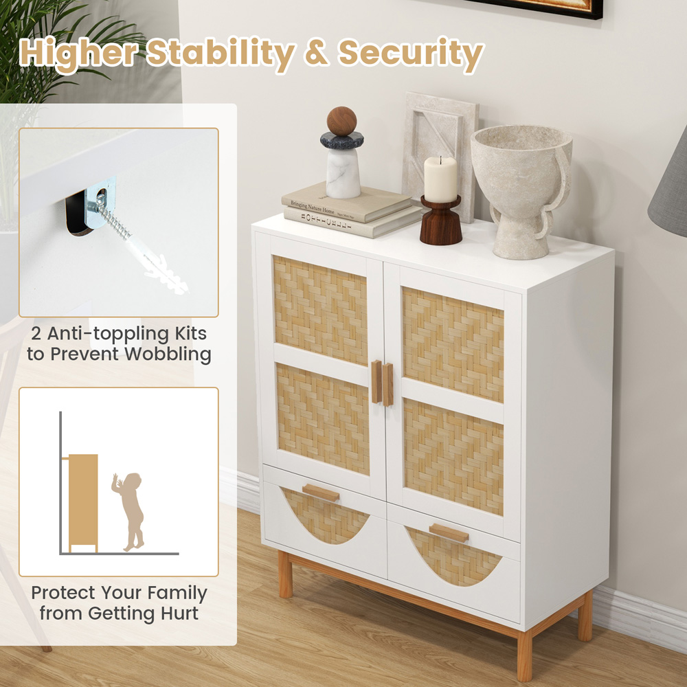 Costway 2 Door 2 Drawer White Sideboard Image 8