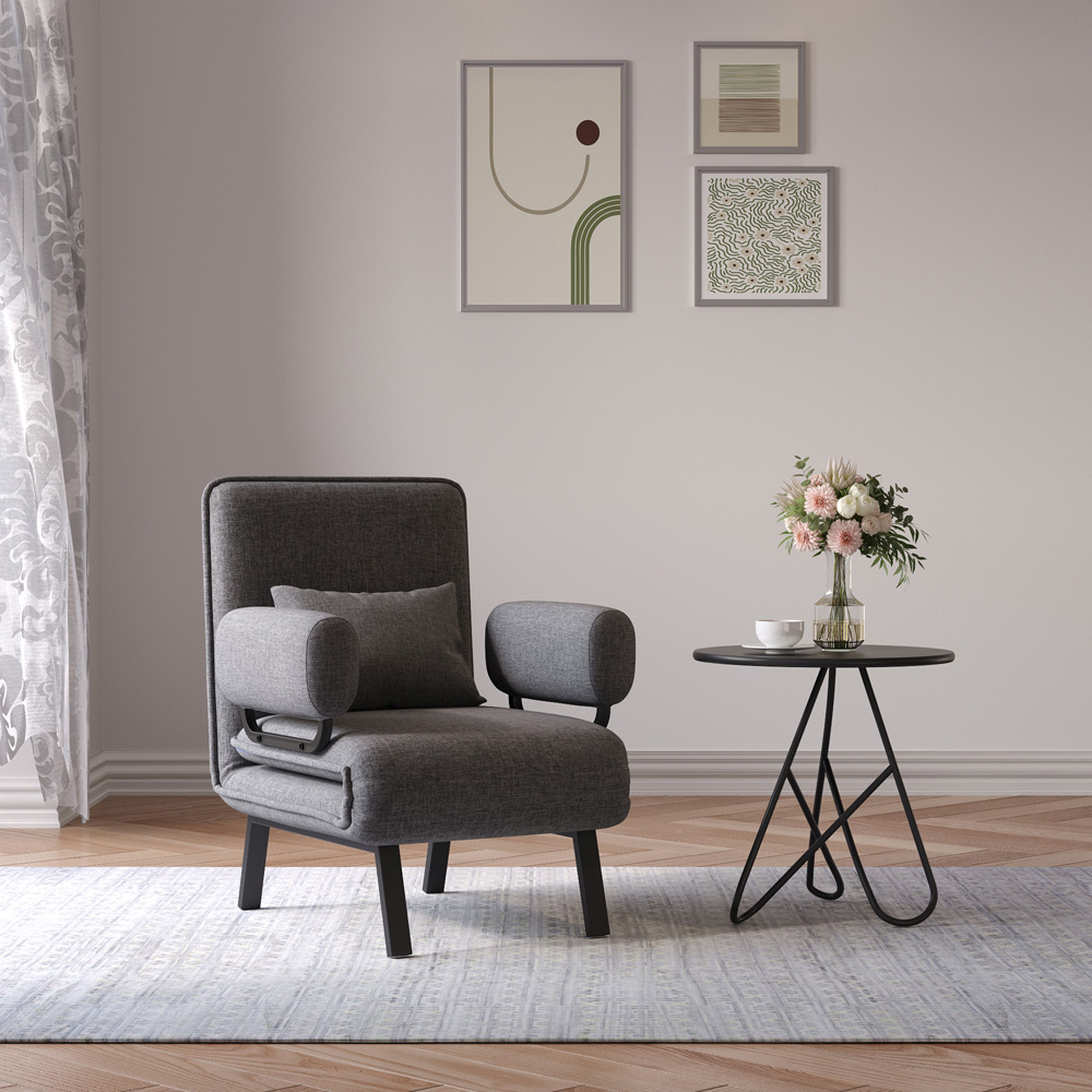 Living and Home Single Seater Grey Convertible Sofa Bed Image 6