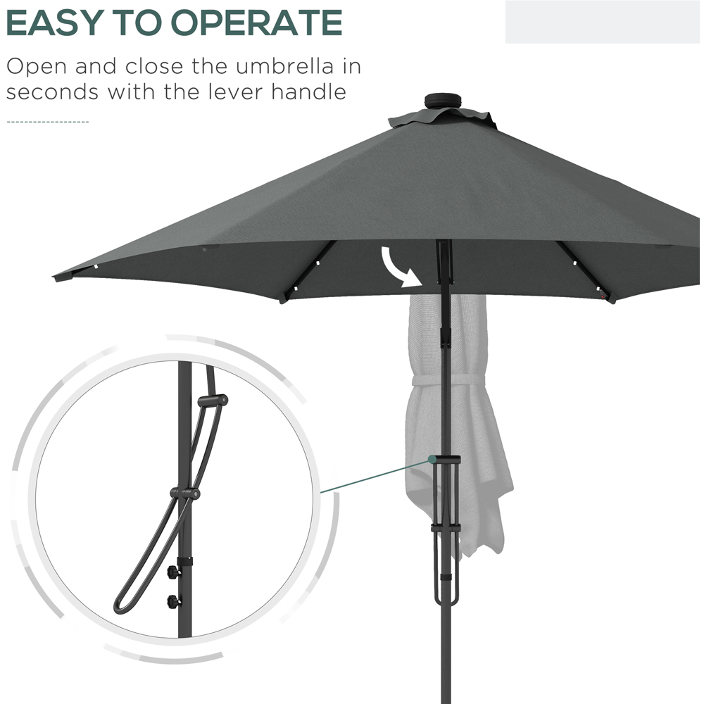 Outsunny Dark Grey Solar LED Cantilever Parasol with Cross Base 3m Image 4